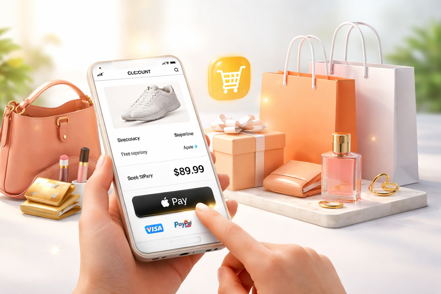 Ecommerce mobile app shopping and checkout experience