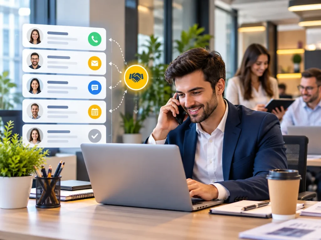 Sales team following up on leads with an automated CRM workflow